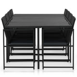 9 Piece Outdoor Dining Set with Cushions Poly Rattan Black