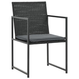 9 Piece Outdoor Dining Set with Cushions Poly Rattan Black - Side View