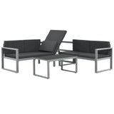 3 Piece Garden Lounge Set with Cushions Aluminium Black - Front View