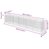 Gabion Raised Bed Galvanised Steel 540x90x100 cm - Low Angle