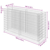 Gabion Raised Bed Galvanised Steel 180x50x100 cm - Low Angle