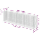 Gabion Raised Bed Galvanised Steel 360x50x100 cm