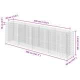 Gabion Raised Bed Galvanised Steel 360x50x100 cm - Low Angle