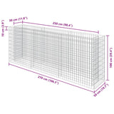 Gabion Raised Bed Galvanised Steel 270x50x100 cm - Low Angle