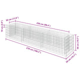 Gabion Raised Bed Galvanised Steel 270x50x50 cm - Low Angle