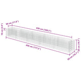 Gabion Raised Bed Galvanised Steel 450x50x50 cm - Low Angle