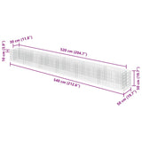 Gabion Raised Bed Galvanised Steel 540x50x50 cm - Low Angle