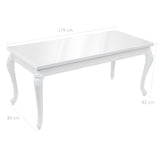 Dining Table 179x89x81 cm High Gloss White - Extra Image