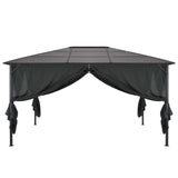 Gazebo with Curtain Aluminium 4x3x2.6 m Black