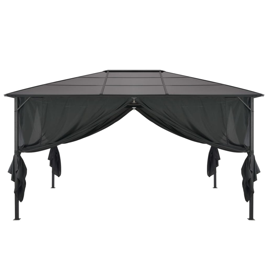 Gazebo with Curtain Aluminium 4x3x2.6 m Black