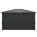Gazebo with Curtain Aluminium 4x3x2.6 m Black