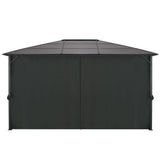 Gazebo with Curtain Aluminium 4x3x2.6 m Black - Side View