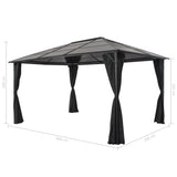 Gazebo with Curtain Aluminium 4x3x2.6 m Black - Close-Up Angle