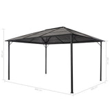 Gazebo with Roof Aluminium 4x3x2.6 m Black - 45-Degree Angle