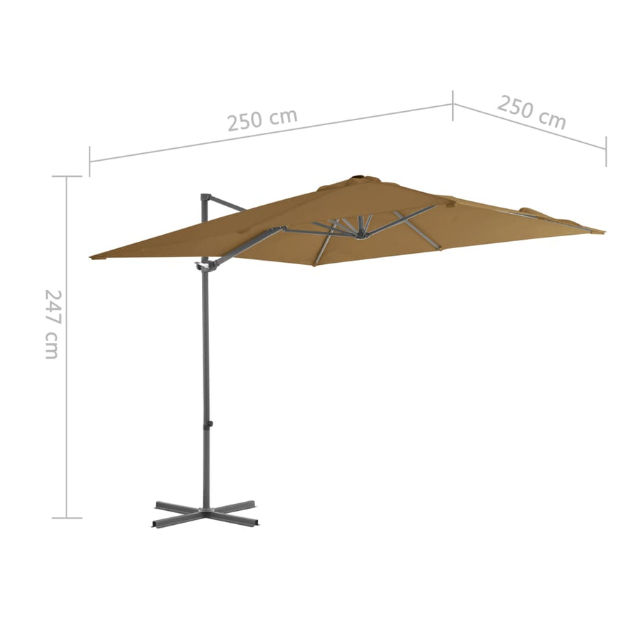 Cantilever Garden Parasol with Steel Pole Taupe 250x250 cm