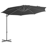 Cantilever Garden Parasol with Steel Pole Anthracite 300 cm - Front View