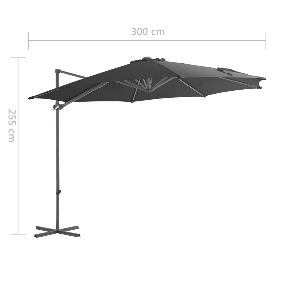 Cantilever Garden Parasol with Steel Pole Anthracite 300 cm