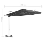 Cantilever Garden Parasol with Steel Pole Anthracite 300 cm