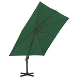 Cantilever Garden Parasol with Aluminium Pole 400x300 cm Green - Side View