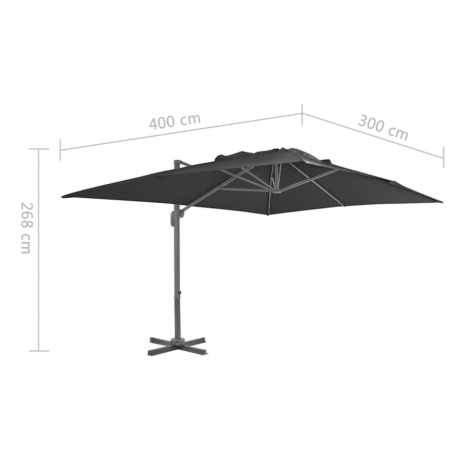 Cantilever Garden Parasol with Pole 400x300 cm Anthracite