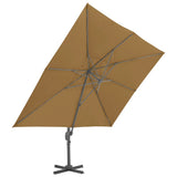Cantilever Garden Parasol with Aluminium Pole 400x300 cm Taupe - Side View