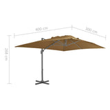Cantilever Garden Parasol with Aluminium Pole 400x300 cm Taupe - Extra Image