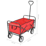 Folding Hand Trolley Steel Red - Low Angle