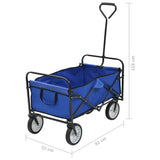 Folding Hand Trolley Steel Blue - Low Angle