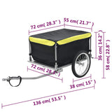 Bike Trailer Black and Yellow 65 kg - Rear View