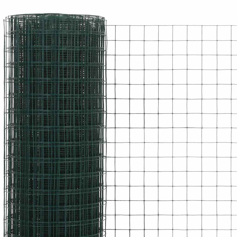 Chicken Wire Fence Steel with PVC Coating 10x0.5 m Green