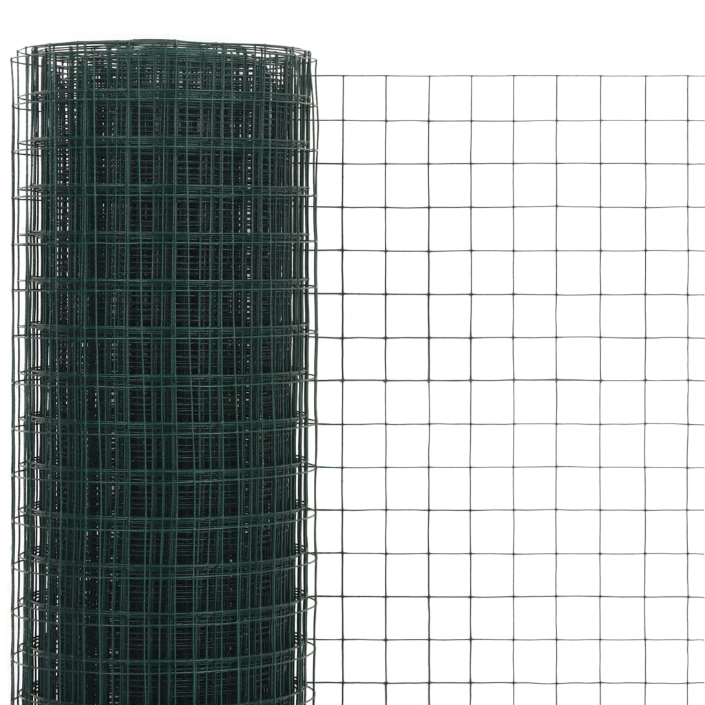 Chicken Wire Fence Steel with PVC Coating 25x0.5 m Green