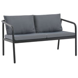 2 Seater Garden Bench with Cushions Grey Aluminium