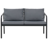 2 Seater Garden Bench with Cushions Grey Aluminium - Front View