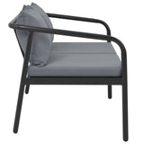 2 Seater Garden Bench with Cushions Grey Aluminium - Side View