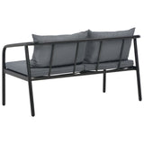 2 Seater Garden Bench with Cushions Grey Aluminium