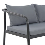 2 Seater Garden Bench with Cushions Grey Aluminium - Rear View
