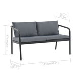2 Seater Garden Bench with Cushions Grey Aluminium - Close-Up Angle