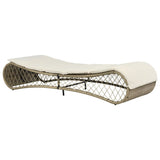 Sun Lounger with Cushion Poly Rattan Grey - Front View