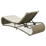 Sun Lounger with Cushion Poly Rattan Grey