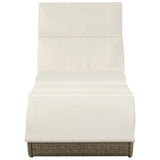 Sun Lounger with Cushion Poly Rattan Grey