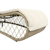 Sun Lounger with Cushion Poly Rattan Grey - Rear View