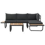 2 Piece Garden Corner Sofa Set with Cushions Aluminium WPC - Front View