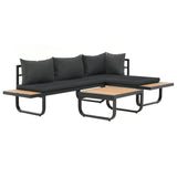 2 Piece Garden Corner Sofa Set with Cushions Aluminium WPC - Top-Down View