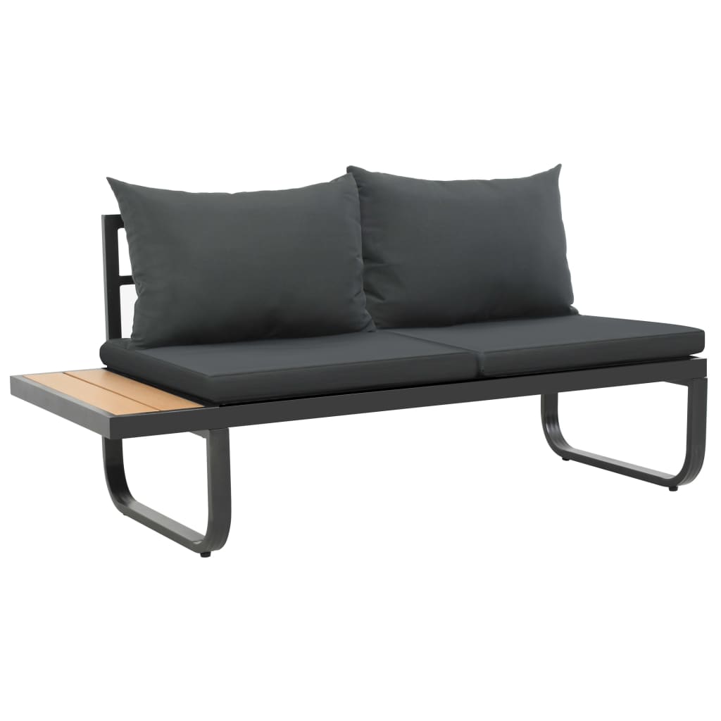 2 Piece Garden Corner Sofa Set with Cushions Aluminium WPC