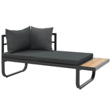 2 Piece Garden Corner Sofa Set with Cushions Aluminium WPC - Close-Up Angle
