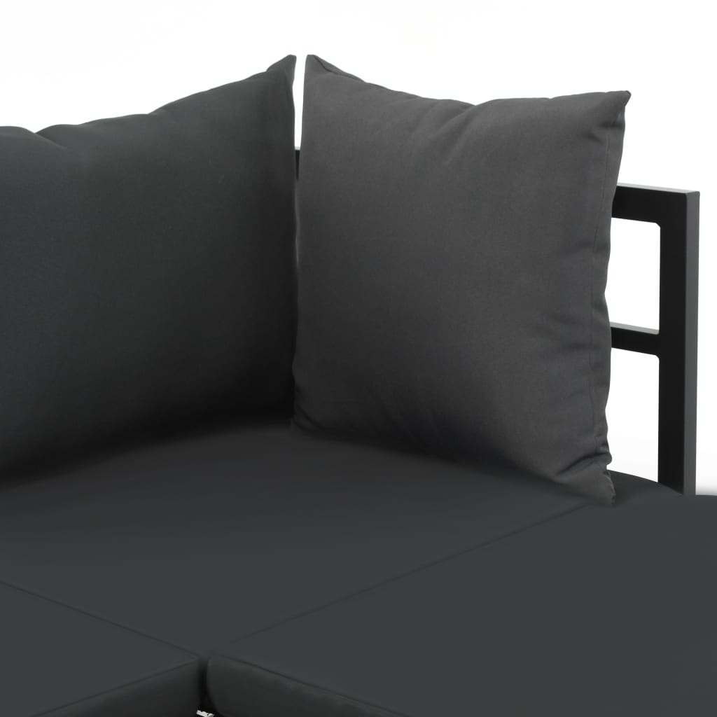 2 Piece Garden Corner Sofa Set with Cushions Aluminium WPC