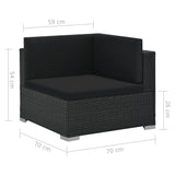 6 Piece Garden Lounge Set with Cushions Poly Rattan Black - Extra Image