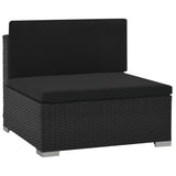 6 Piece Garden Lounge Set with Cushions Poly Rattan Black - Rear View