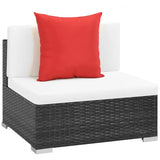 7 Piece Garden Lounge Set with Cushions Poly Rattan Black - Side View