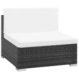 7 Piece Garden Lounge Set with Cushions Poly Rattan Black - 45-Degree Angle